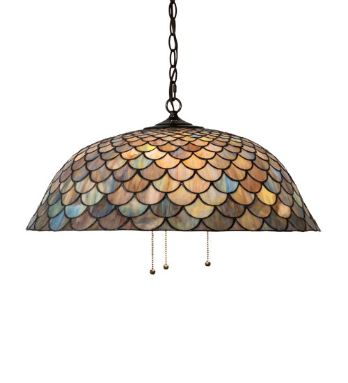 Meyda Tiffany - 142653 - Three Light Pendant - Tiffany Fishscale - Mahogany Bronze