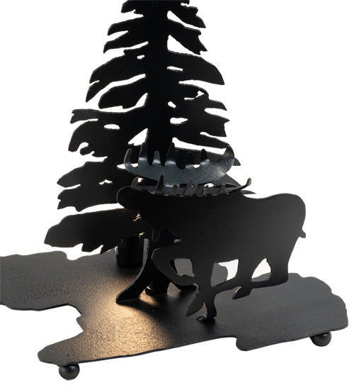 Meyda Tiffany - 20496 - Two Light Table Base - Moose Through The Trees - Textured Black