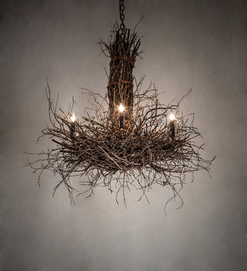 Meyda Tiffany - 226214 - Six Light Chandelier - Twigs - Dark Bronze