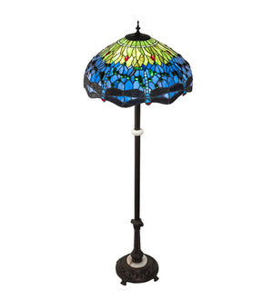 Meyda Tiffany - 229124 - Three Light Floor Lamp - Tiffany Hanginghead Dragonfly - Mahogany Bronze