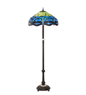 Meyda Tiffany - 229124 - Three Light Floor Lamp - Tiffany Hanginghead Dragonfly - Mahogany Bronze