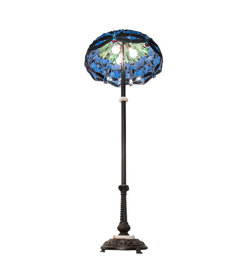 Meyda Tiffany - 229124 - Three Light Floor Lamp - Tiffany Hanginghead Dragonfly - Mahogany Bronze