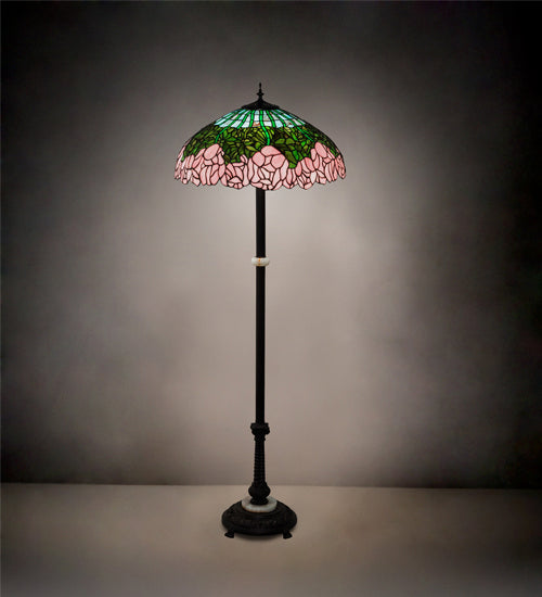 Meyda Tiffany - 229130 - Three Light Floor Lamp - Tiffany Cabbage Rose - Mahogany Bronze