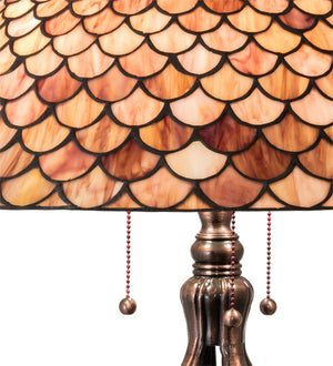 Meyda Tiffany - 230385 - Three Light Table Lamp - Fishscale - Mahogany Bronze