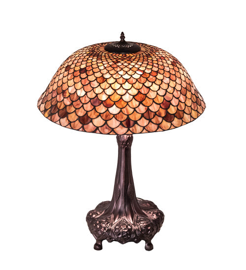 Meyda Tiffany - 230408 - Three Light Table Lamp - Fishscale - Mahogany Bronze