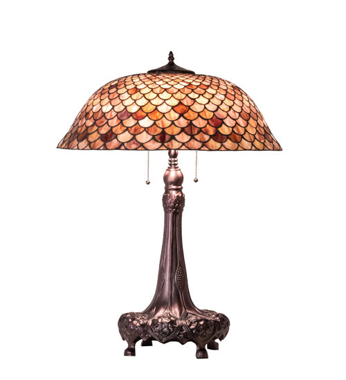 Meyda Tiffany - 230408 - Three Light Table Lamp - Fishscale - Mahogany Bronze