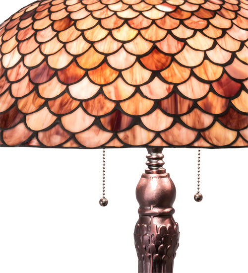 Meyda Tiffany - 230408 - Three Light Table Lamp - Fishscale - Mahogany Bronze