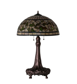 Meyda Tiffany - 230449 - Three Light Table Lamp - Tiffany Turning Leaf - Mahogany Bronze