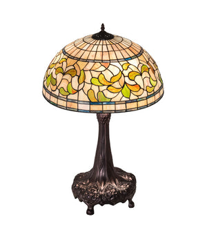 Meyda Tiffany - 230449 - Three Light Table Lamp - Tiffany Turning Leaf - Mahogany Bronze