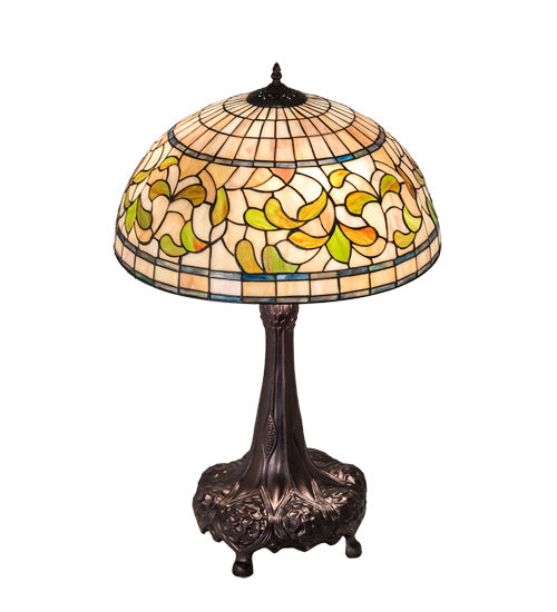 Meyda Tiffany - 230449 - Three Light Table Lamp - Tiffany Turning Leaf - Mahogany Bronze