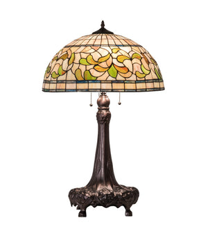 Meyda Tiffany - 230449 - Three Light Table Lamp - Tiffany Turning Leaf - Mahogany Bronze