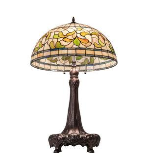 Meyda Tiffany - 230449 - Three Light Table Lamp - Tiffany Turning Leaf - Mahogany Bronze