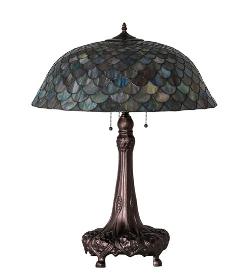 Meyda Tiffany - 230462 - Three Light Table Lamp - Tiffany Fishscale - Mahogany Bronze