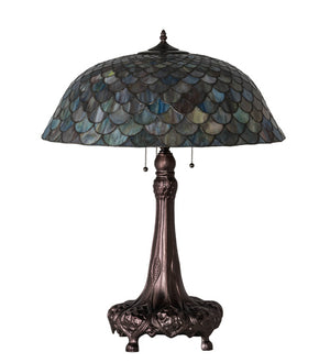 Meyda Tiffany - 230462 - Three Light Table Lamp - Tiffany Fishscale - Mahogany Bronze