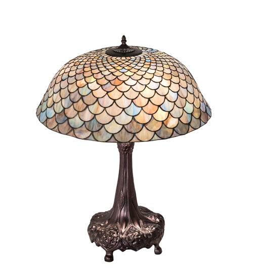 Meyda Tiffany - 230462 - Three Light Table Lamp - Tiffany Fishscale - Mahogany Bronze