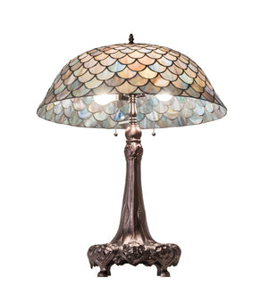 Meyda Tiffany - 230462 - Three Light Table Lamp - Tiffany Fishscale - Mahogany Bronze