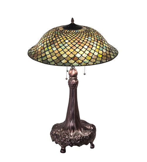 Meyda Tiffany - 230465 - Three Light Table Lamp - Tiffany Fishscale - Mahogany Bronze