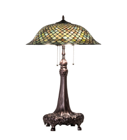 Meyda Tiffany - 230465 - Three Light Table Lamp - Tiffany Fishscale - Mahogany Bronze