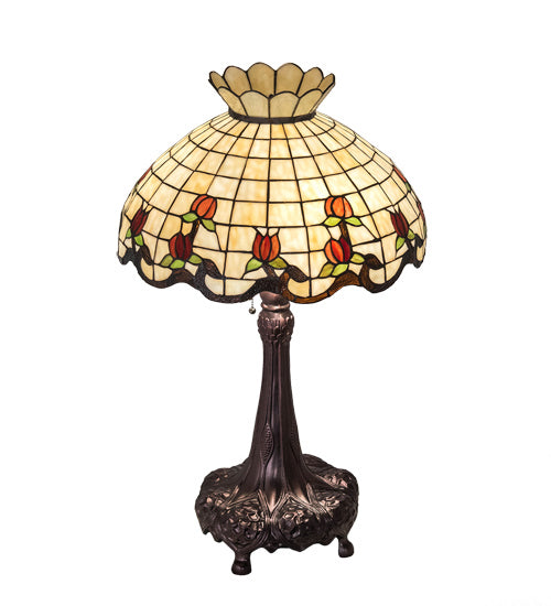 Meyda Tiffany - 230473 - Three Light Table Lamp - Roseborder - Mahogany Bronze