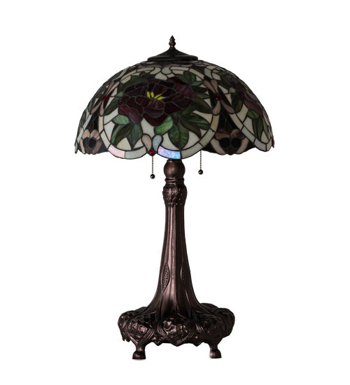 Meyda Tiffany - 230476 - Three Light Table Lamp - Renaissance Rose - Mahogany Bronze