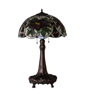 Meyda Tiffany - 230476 - Three Light Table Lamp - Renaissance Rose - Mahogany Bronze