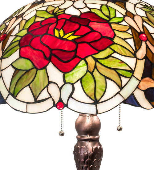 Meyda Tiffany - 230476 - Three Light Table Lamp - Renaissance Rose - Mahogany Bronze