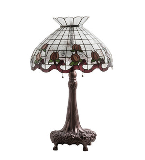 Meyda Tiffany - 230639 - Three Light Table Lamp - Roseborder - Mahogany Bronze