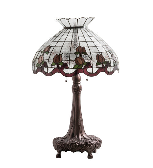 Meyda Tiffany - 230639 - Three Light Table Lamp - Roseborder - Mahogany Bronze