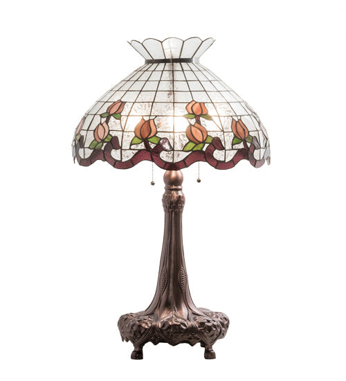 Meyda Tiffany - 230639 - Three Light Table Lamp - Roseborder - Mahogany Bronze