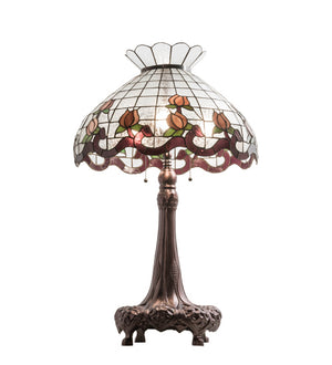 Meyda Tiffany - 230639 - Three Light Table Lamp - Roseborder - Mahogany Bronze