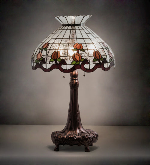 Meyda Tiffany - 230639 - Three Light Table Lamp - Roseborder - Mahogany Bronze