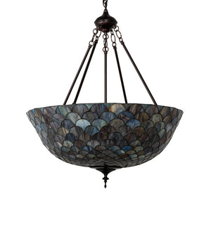 Meyda Tiffany - 230828 - Three Light Pendant - Tiffany Fishscale - Mahogany Bronze