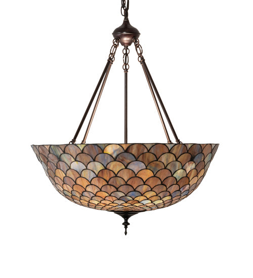 Meyda Tiffany - 230828 - Three Light Pendant - Tiffany Fishscale - Mahogany Bronze