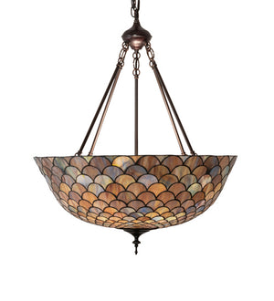 Meyda Tiffany - 230828 - Three Light Pendant - Tiffany Fishscale - Mahogany Bronze