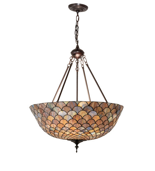 Meyda Tiffany - 230828 - Three Light Pendant - Tiffany Fishscale - Mahogany Bronze