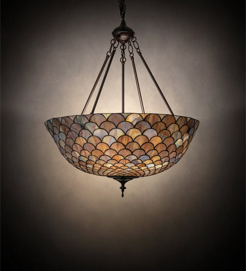 Meyda Tiffany - 230828 - Three Light Pendant - Tiffany Fishscale - Mahogany Bronze