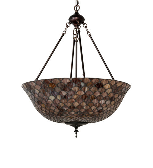 Meyda Tiffany - 230951 - Three Light Pendant - Tiffany Fishscale - Mahogany Bronze