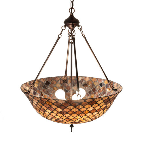 Meyda Tiffany - 230951 - Three Light Pendant - Tiffany Fishscale - Mahogany Bronze