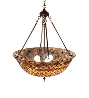 Meyda Tiffany - 230951 - Three Light Pendant - Tiffany Fishscale - Mahogany Bronze