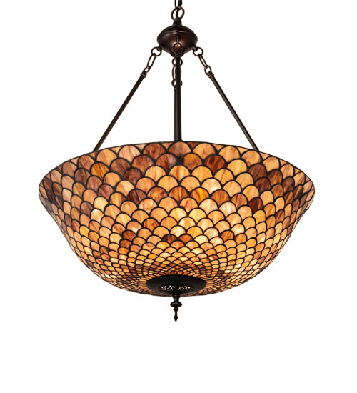 Meyda Tiffany - 230951 - Three Light Pendant - Tiffany Fishscale - Mahogany Bronze