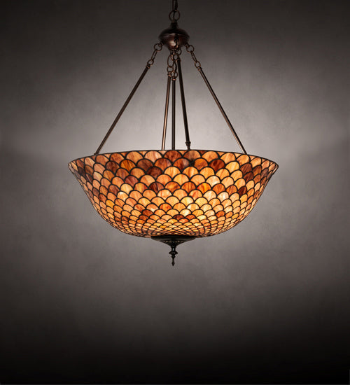 Meyda Tiffany - 230951 - Three Light Pendant - Tiffany Fishscale - Mahogany Bronze