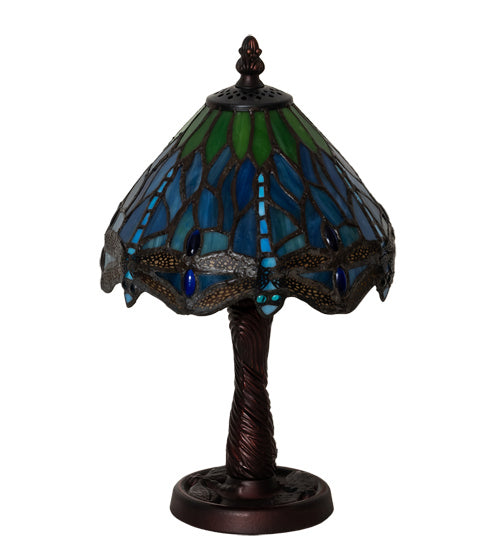 Meyda Tiffany - 230981 - One Light Table Lamp - Tiffany Hanginghead Dragonfly - Mahogany Bronze