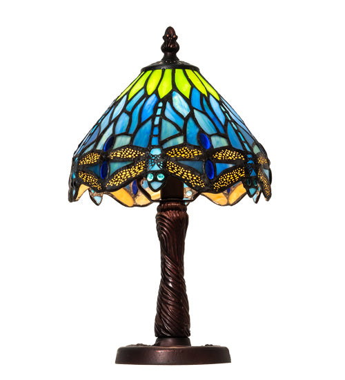 Meyda Tiffany - 230981 - One Light Table Lamp - Tiffany Hanginghead Dragonfly - Mahogany Bronze