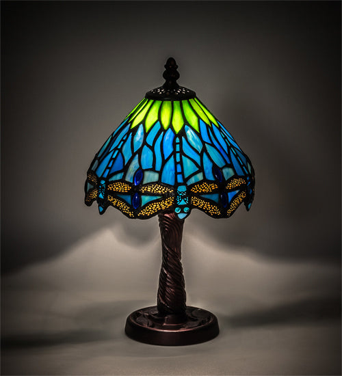 Meyda Tiffany - 230981 - One Light Table Lamp - Tiffany Hanginghead Dragonfly - Mahogany Bronze