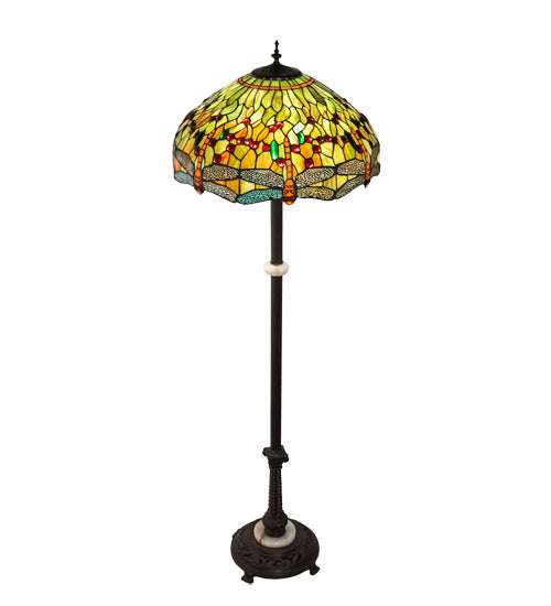 Meyda Tiffany - 37702 - Three Light Floor Lamp - Tiffany Hanginghead Dragonfly - Mahogany Bronze