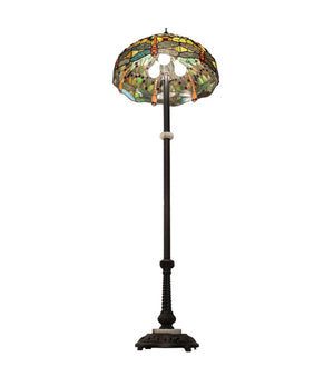 Meyda Tiffany - 37702 - Three Light Floor Lamp - Tiffany Hanginghead Dragonfly - Mahogany Bronze