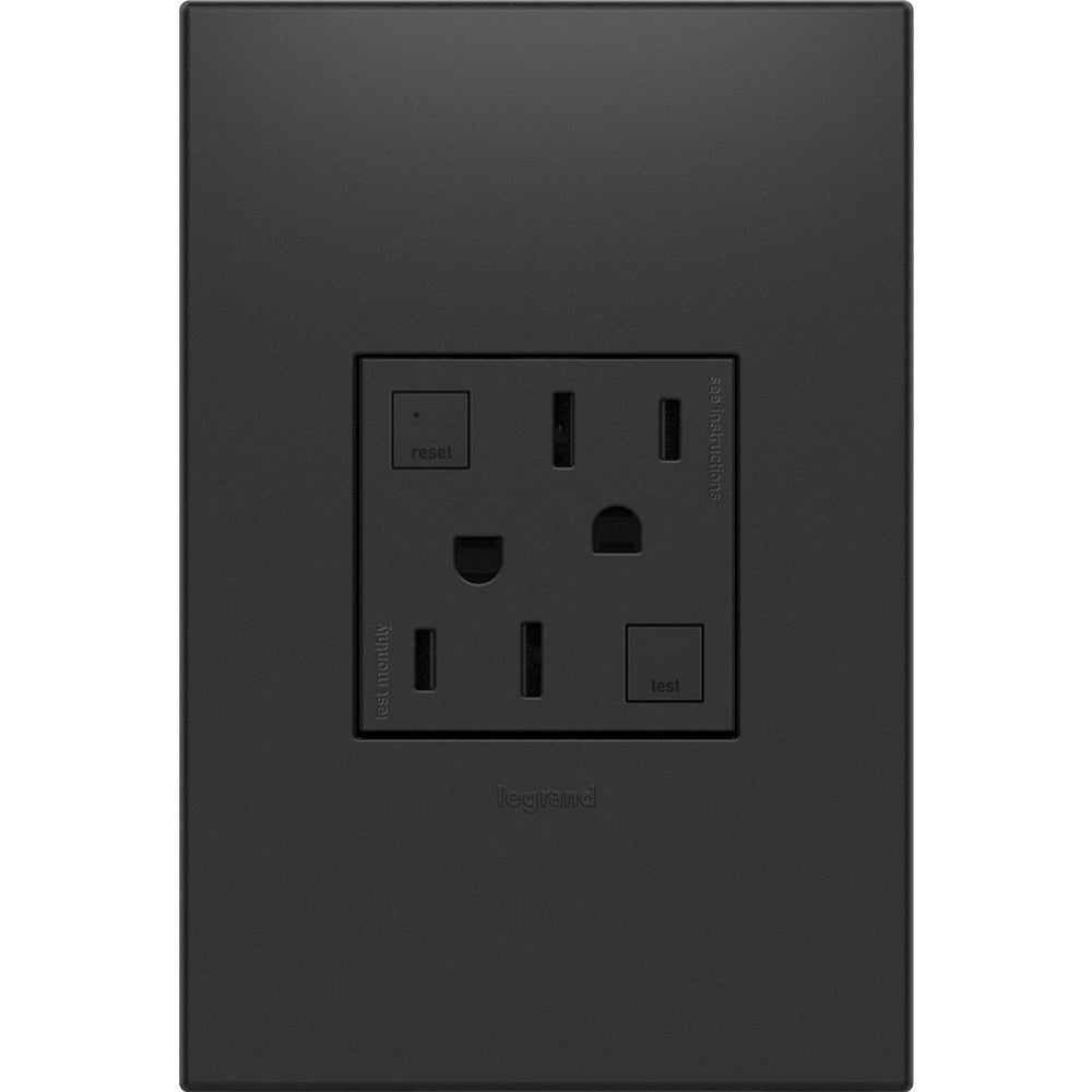 Legrand - AGFTR2152G4 - Tamper-Resistant 15A Duplex Self-Test GFCI Receptacles - adorne - Graphite
