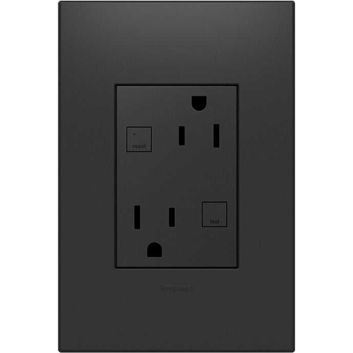 Legrand - AGFTR2153G4 - Plus Size Tamper-Resistant 15A Duplex Self-Test GFCI Receptacles - adorne - Graphite