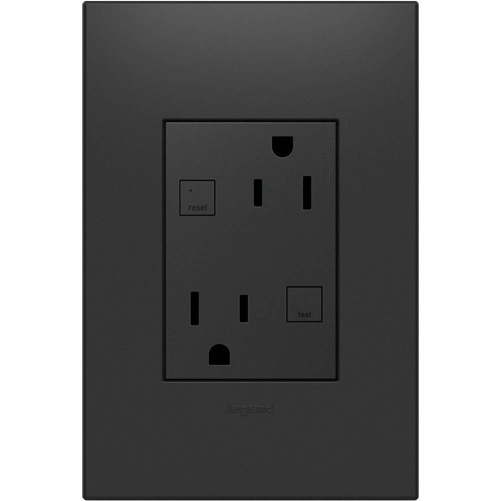 Legrand - AGFTR2153G4 - Duplex Self-Test GFCI Receptacles - Adorne - Graphite