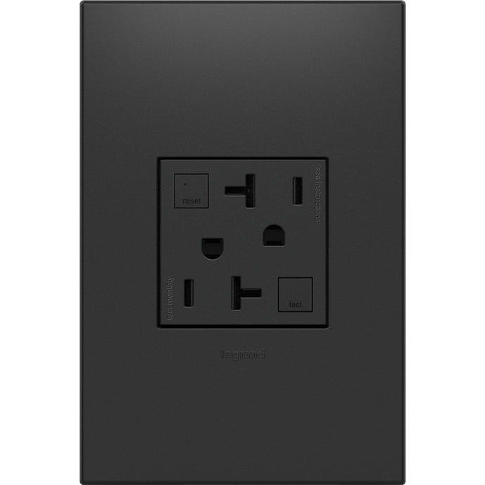 Legrand - AGFTR2202G4 - Tamper-Resistant 20A Duplex Self-Test GFCI Receptacles - adorne - Graphite